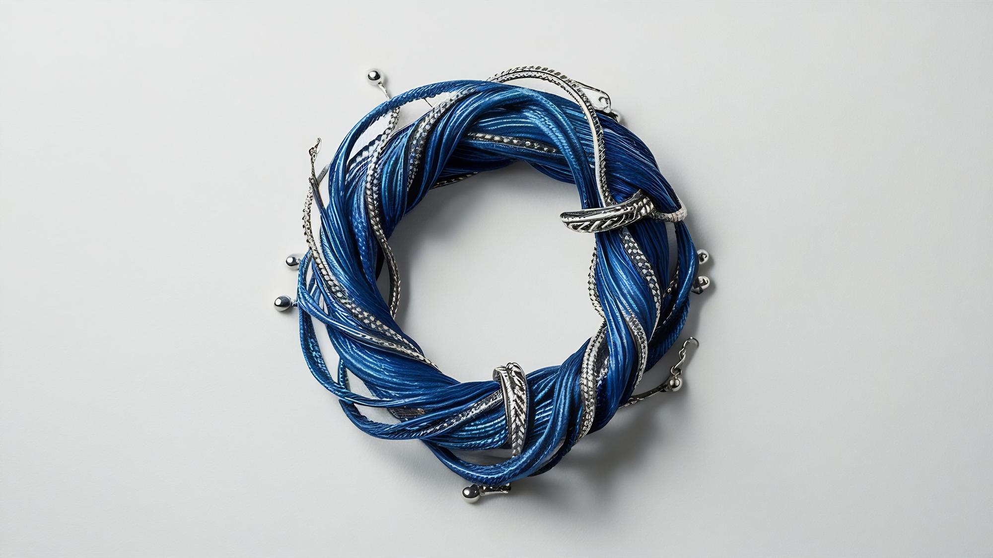 Dettaglio filo metallico su denim